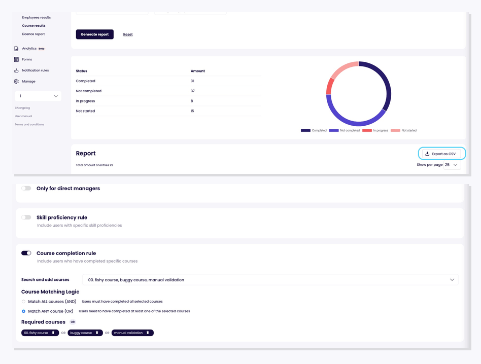 Coursy LMS Product Update: Export Course Results & Smarter Enrollment Rules